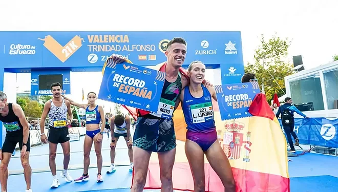 Carlos Mayo y Laura Luengo sellan los nuevos récord de España de Media Maratón