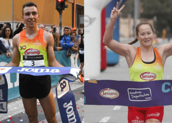 Miguel Baidal y Noelia Juan en el podio del Campeonato de España 10K