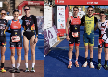Marina Muñoz y Andrés Hilario cumplen los pronósticos y ganan el clasificatorio de Duatlón de Soria