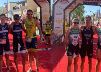 David Cantero y Marta Pintanel cumplen con el guion establecido en el Triatlón de Fuente Álamo 2025